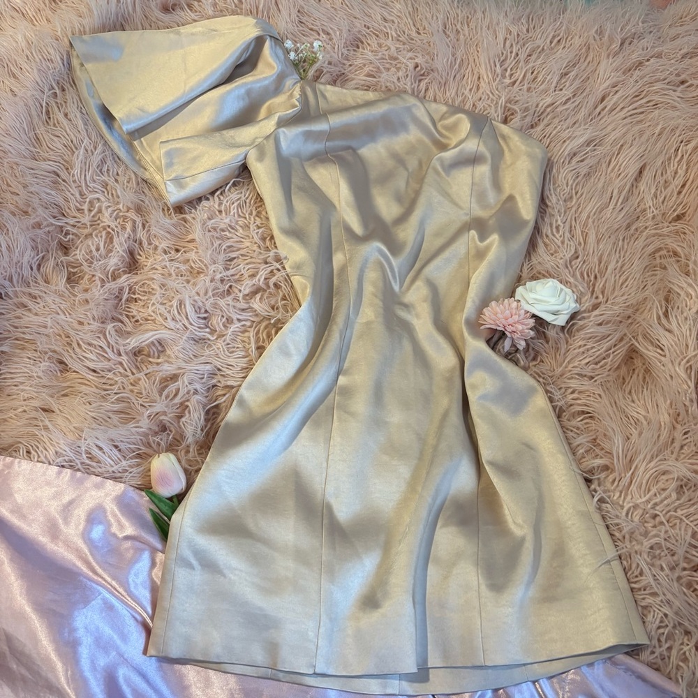 Free People Fame and Partners Gold One Shoulder Asymmetrical Dress